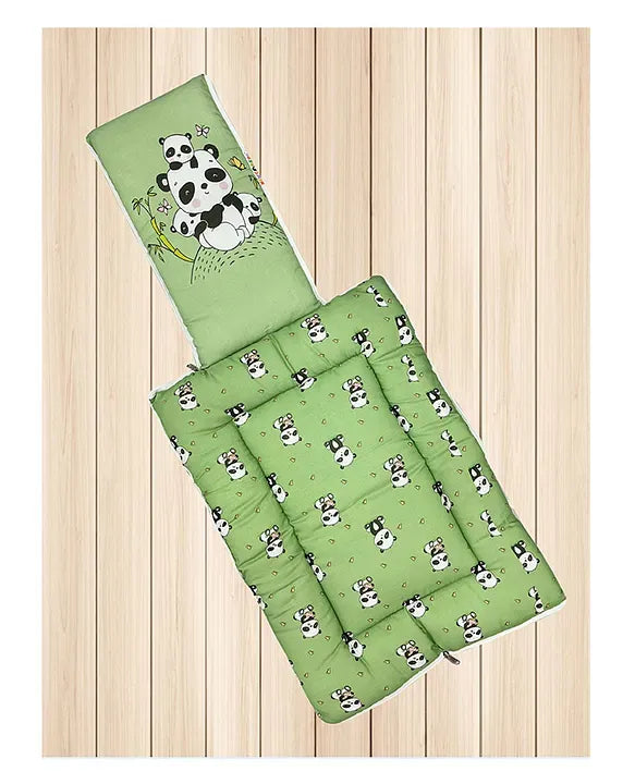 inner view green color of baby sleeping bag