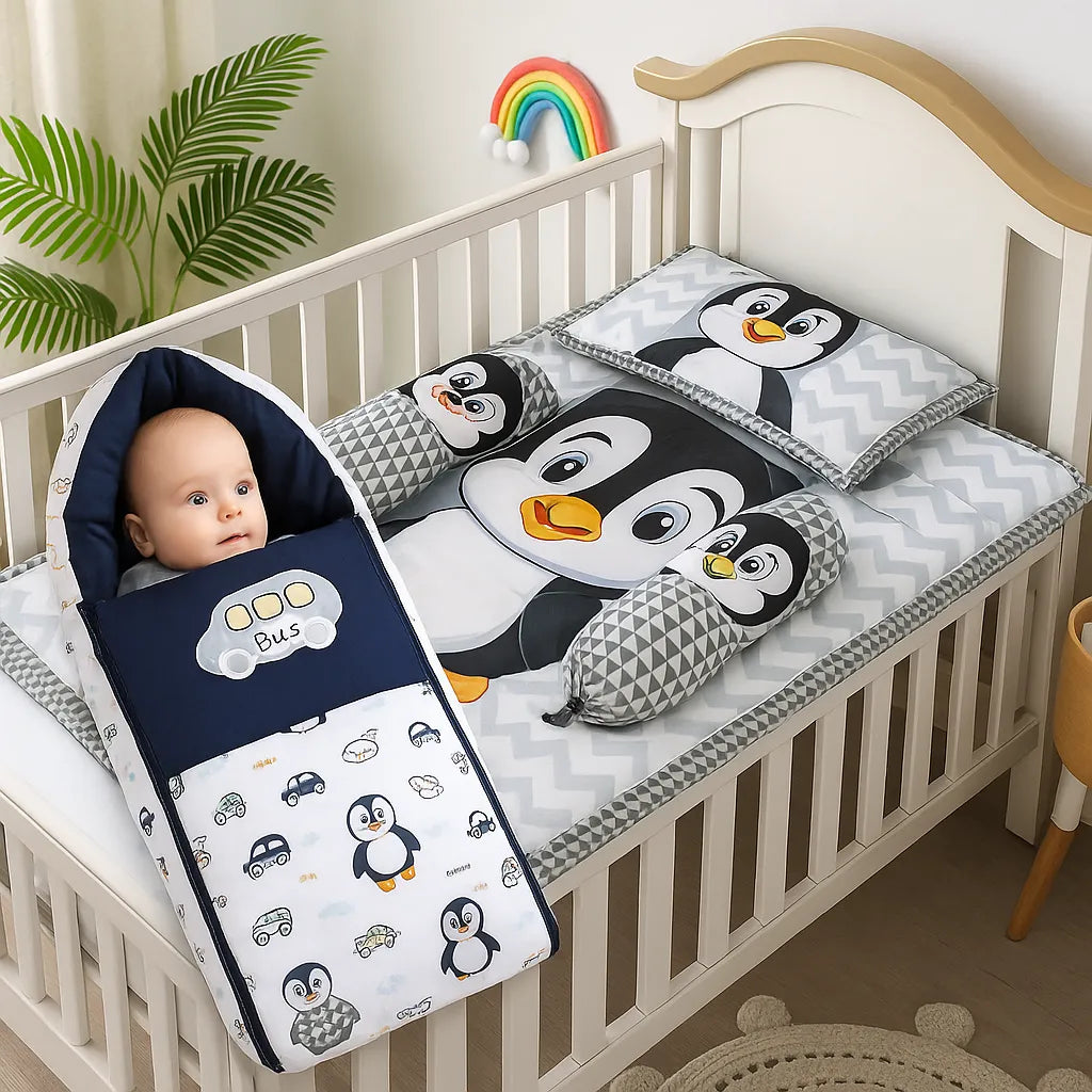 buy pure cotton newborn bedding set and baby sleeping bag online