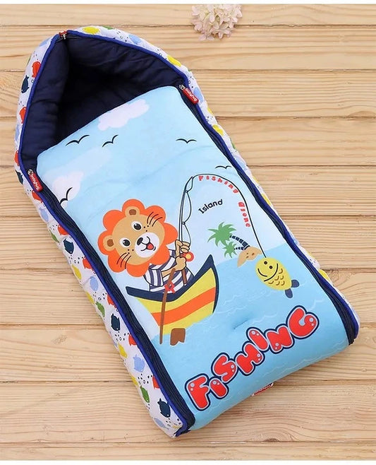 fishing print blue baby sleeping bag